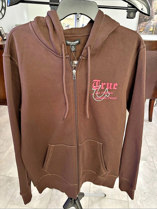 True Religion Other - True Religion Applique Multi Zip Hoodie Brown & Red XL